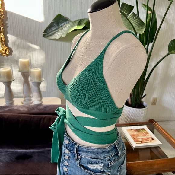 For Love and Lemons Joan Knit Cami Top Green Medium - Picture 7 of 8